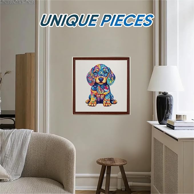 Ruikiyart Wooden Puzzles for Adults,200 Pieces Golden Retriever Unique Shaped Animal Wooden Challenging Puzzles for Adults and Kids,Best Gift,12.0x9.0 Inches