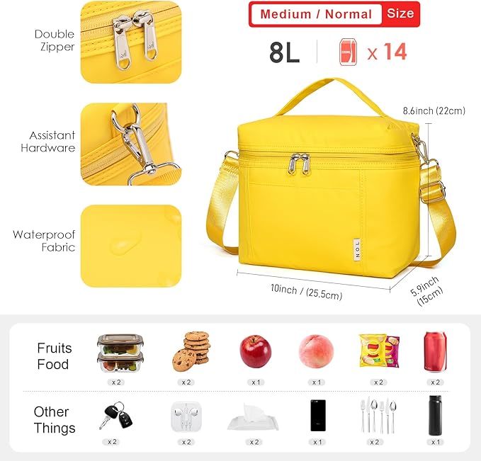NOL Natural Organic Lifestyle Insulated Lunch Bags for Women Cooler Bag Lightweight Nylon Waterproof Lunch Box For Work