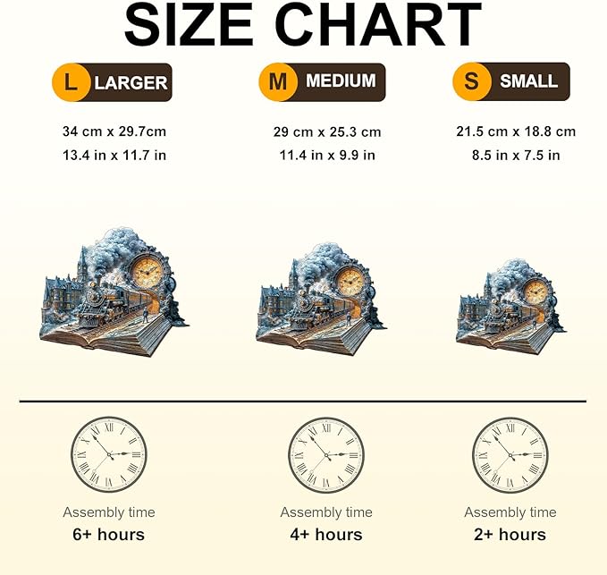 WOODBESTS Wooden Puzzles for Adults-Chrono Train, 205 Pieces Wood Puzzle (L-13.4 * 11.7in), Premium Art Shape Wooden Animal Jigsaw Puzzles, for Men/Women & Family Game Night