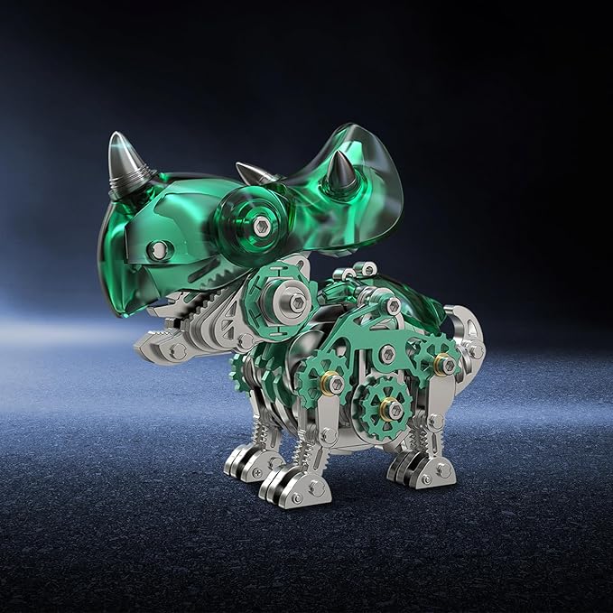 3D Metal Puzzles,3D Metal Puzzle for Adults,Mechanical Dinosaur Model Kit Triceratops,Steel 3D Puzzles Stainless Steel Ornaments for Adults Home Decor Art Craft Gifts Toys.