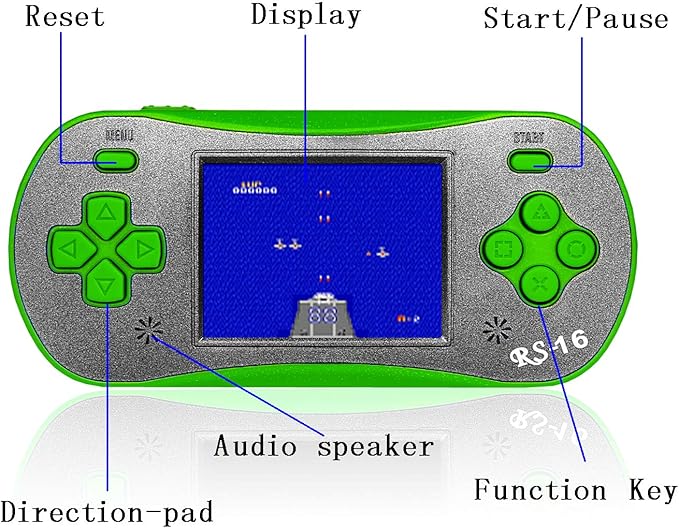 Handheld Game Player for Kids Adults- FAMILY POCKET RS16 Portable Classic Game Controller Built-in 260 Game 2.5 inch LCD Retro Arcade Video Game System Children's Birthday Gift (Green)