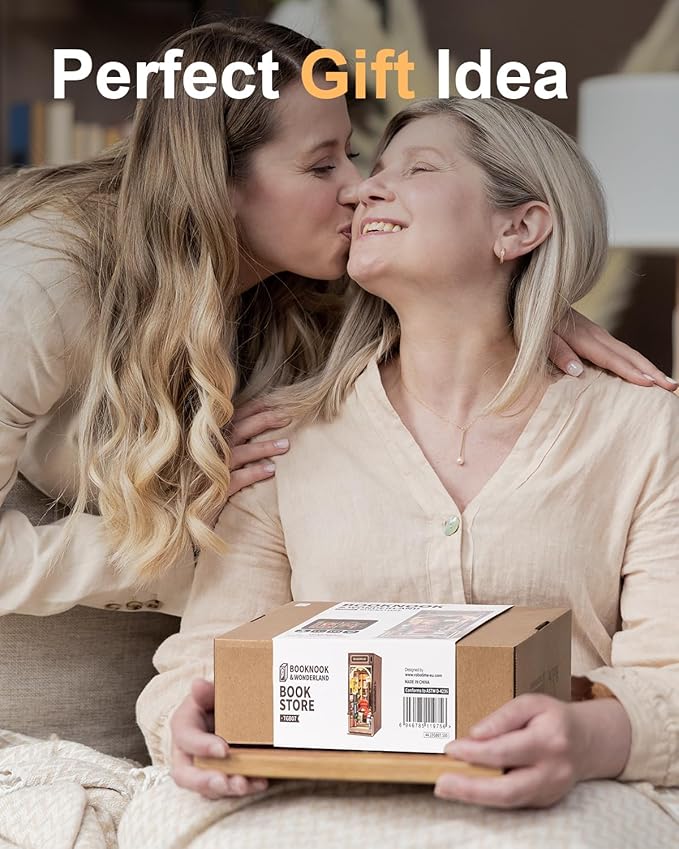 rowood Book Nook,DIY Book Nook Kits for Adults,3D Wooden Puzzle Bookend Miniature Kit,Bookshelf Insert Decor Alley,Wood Craft Hobbies for Women/Men,Birthday Bookstore