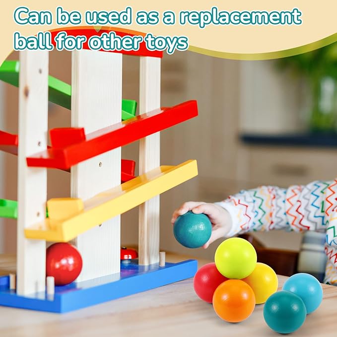 Bucherry 12 Pcs Montessori Wooden Balls 1.8 Inch Wooden Replacement Ball Educational Counting Toys Preschool Learning Material for Montessori(Fresh Color)