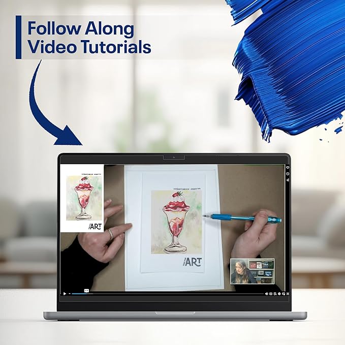 Painting4Real DIY Painting Class Kit for Adults with Video Tutorials: Learn to Paint Strawberry Sundae – How to Paint with Acrylics – Painting & Art Supplies – 9 Piece Acrylic Paint Set