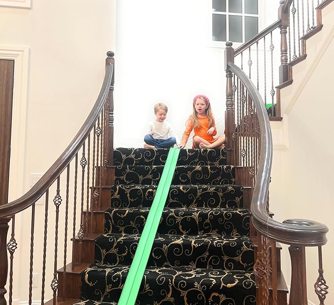 FlexTrack 5000 Flexible Race Car Track for Kids Toy with Suction Cups Compatible with Hot Wheels and Diecast 1/64th Cars and More 15 Feet Long Rolls Up Portable Racetrack (Electric Green)