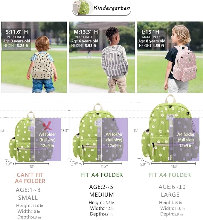 Corduroy Toddler Backpack for Boys Girls 2-5: Preschool Backpacks 13.5" H Fit Folder