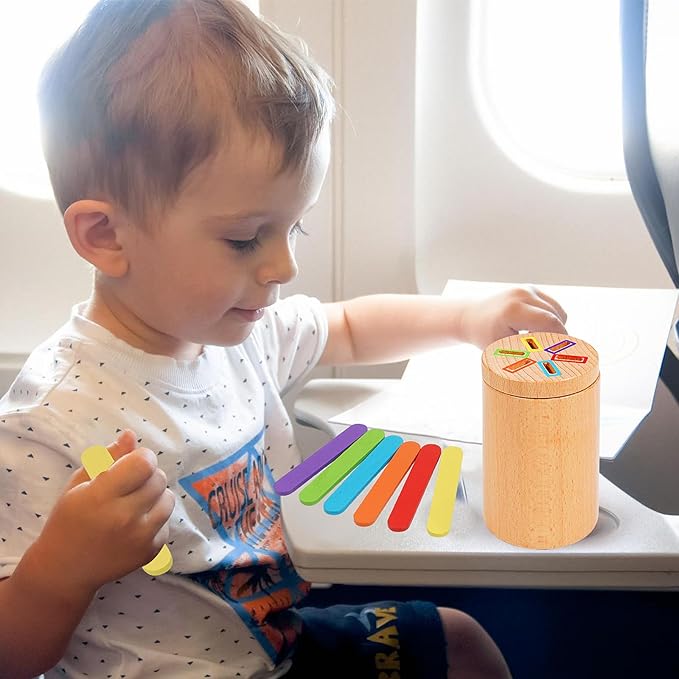 Montessori Toys for 1-3 Year Old, Fine Motor Skills Toys for 2-3 Year Old Wooden Color Sorting Stacking Toy for 18 Month+ Old Boys Girls Educational Gift for 3 4 5 Year Old Kids Birthday