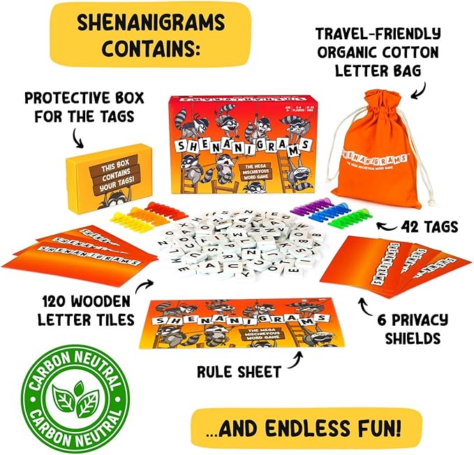 Shenanigrams! – The Mega-Mischievous Word Game! A Super Fun & Fast Family Party Game for Kids, Teens & Adults - Great for Travel, Couples & Family Board Games Night