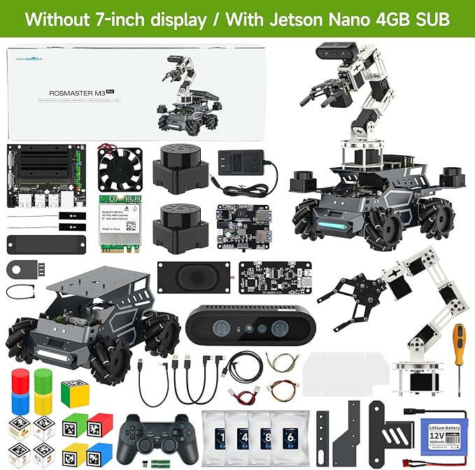 Yahboom Robot Large AI Model ROS2 Programming Python,Lidar SLAM,3D Map Navigation,AI Vision,6DOF Robotic Arm,Voice Control,Intelligent Classification, with Jetson Nano 4GB