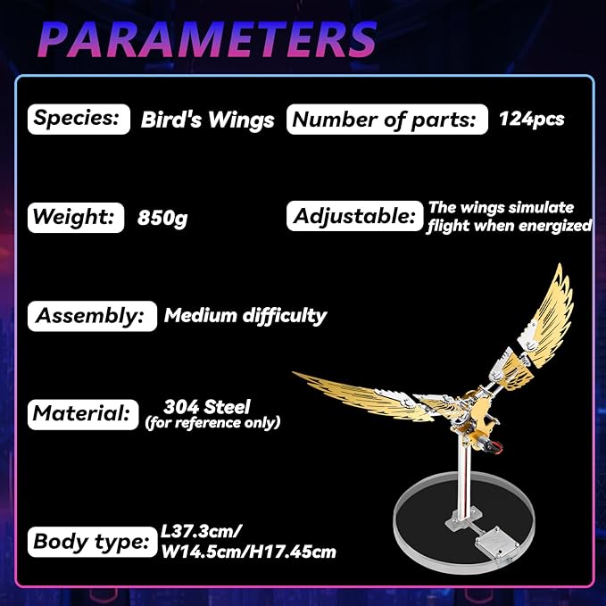 3D Metal Puzzles for Adults, Metal Model Kits for Adults Ornithopter, Mechanical Steel 3D Puzzle Stainless Steel Ornaments for Men Women Art Craft Gifts Toys(Gold).