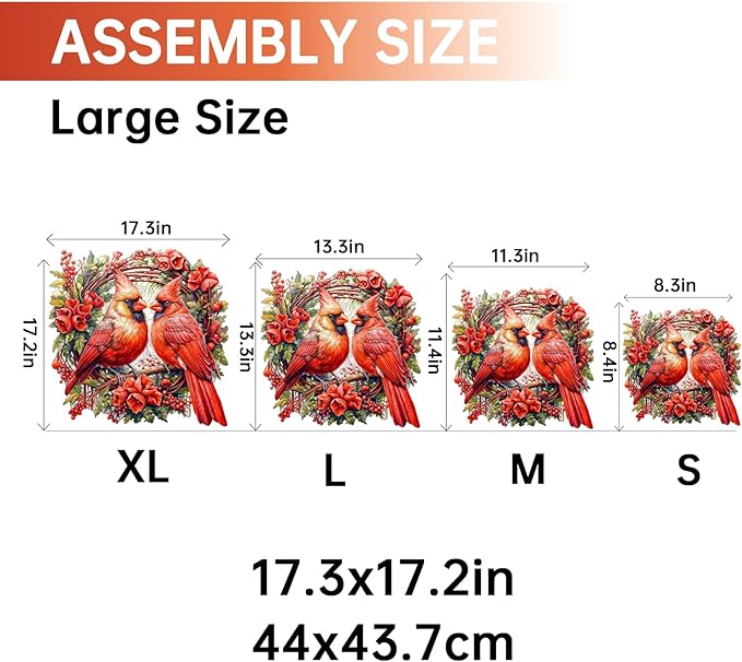 Jigfoxy Wooden Puzzles for Adults, Cardinal Wood Puzzles Adult, Unique Animal Shape Wooden Jigsaw Puzzles for Adults, Birthday Gifts for Puzzle Lovers, Family, Friend (XL-17.3 * 17.2in-560 pcs)