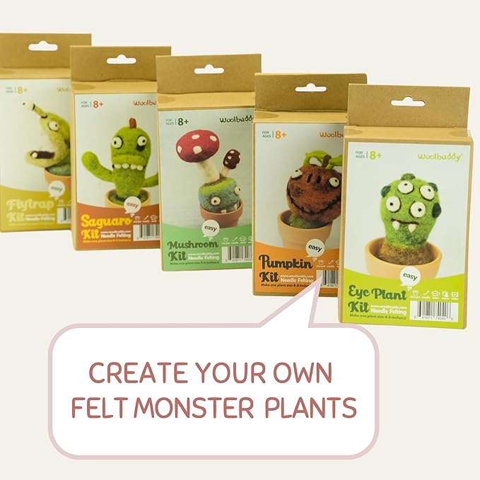 Woolbuddy Needle Felting Kit, Mushroom Monster Craft for Beginner Adults, Includes Supplies and Instructions, Creative Design for Unique DIY Projects