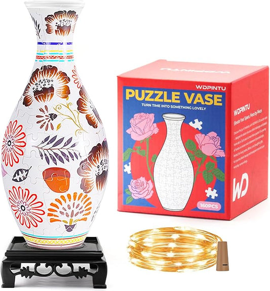 3D Puzzle Vase with Wheat Field Landscape, 160 Pieces DIY Decorative Vase for Home Decor & Gift