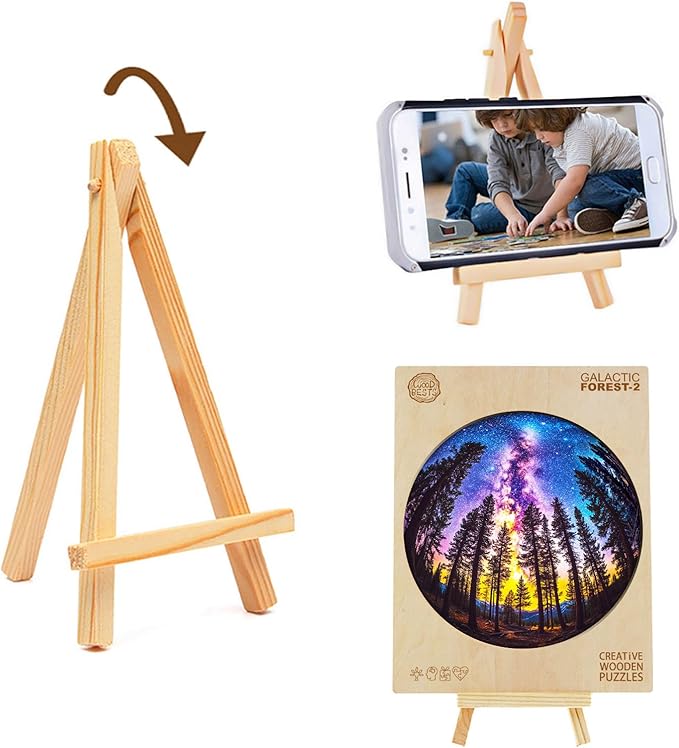 Jigfoxy Wooden Puzzle for Adults, Galactic Forest Jigsaw Puzzles for Adult, Unique Animal Shape Wood Cut Puzzles, Christmas Thanksgiving Gifts for Friends Family (L-13.4 * 13.4in-300pcs)