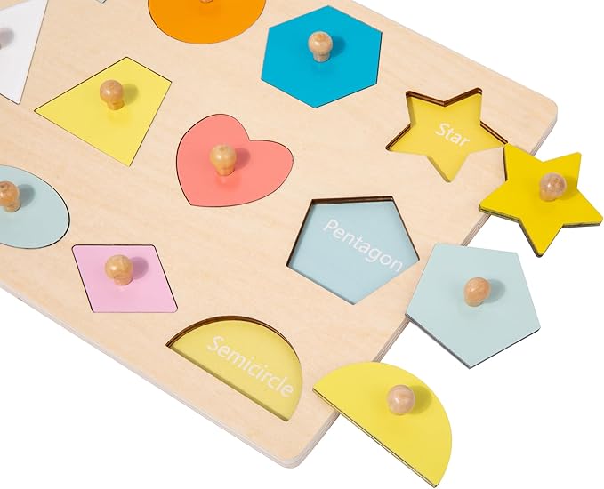 Adena Montessori Wooden Cognition Knob Puzzles Baby & Toddler Development Toy