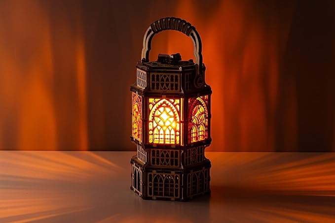 Wood Trick Antique Lantern Luminous LED 3D Wooden Puzzles for Adults to Build - 2-Mode Lighting - Engineering DIY Project Mechanical 3D Puzzle Model Kits for Adults