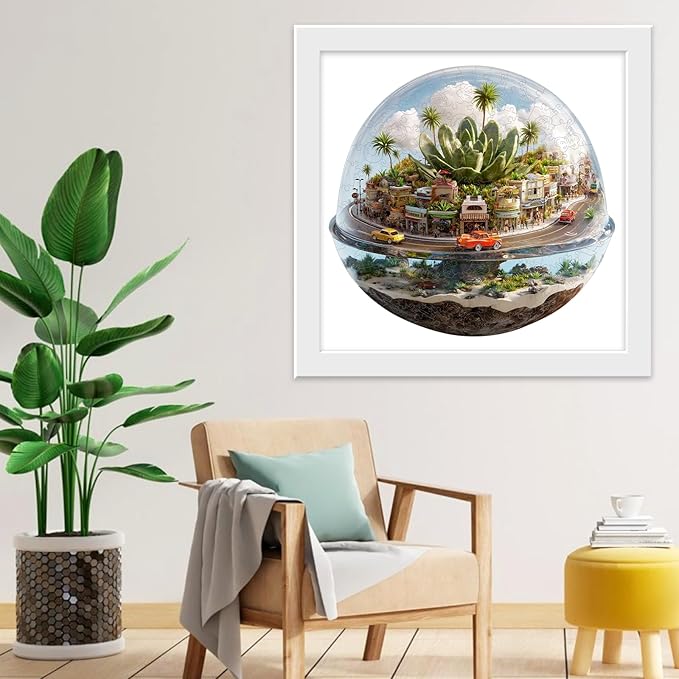 Wooden Puzzles for Adults 422 Pieces, Succulent World Jigsaw Puzzles, Unique Design Adult Puzzles for Family Brain Game Gift, 16.1x15.3 inch