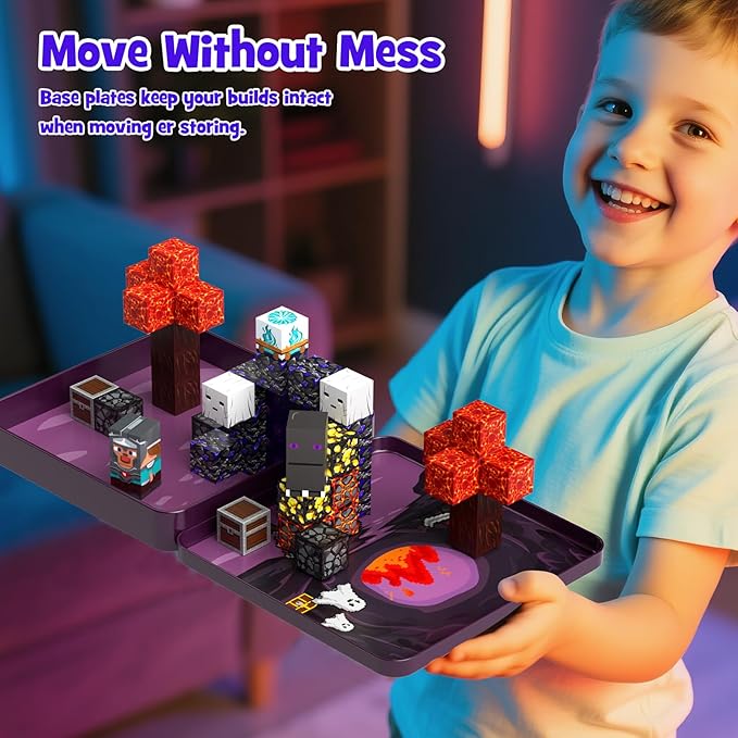 Halloween Magnetic Blocks, Magnetic Cubes Game with Iron Box 49 PCS Magnet Tiles Building Blocks Toddler Toy STEM Sensory Outdoor Creative Kids Games Toys for 3+ Year Old Boys & Girls