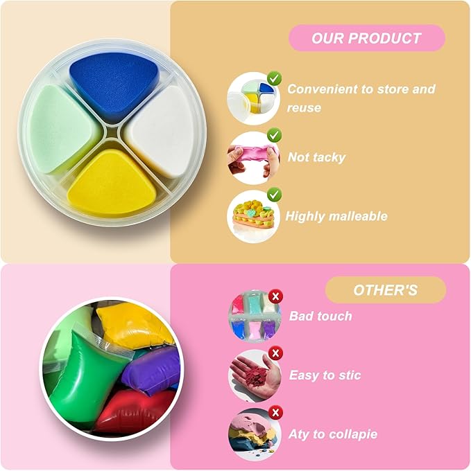 Air Dry Clay for Kids | 12 Pack DIY Modeling Clay Kit with 4 Colors Per Set & 12 Pastry Sculpting Guides | Non-Toxic, Easy to Use Arts and Crafts Gift for Boys & Girls Ages 3+