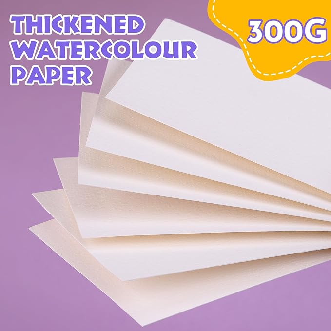 AROIC 50 Sheets Watercolor Paper Bulk, 6 Sizes 9" x 12",8" x 10",8" x 8" etc.(300 GSM), White Water Color Paper for Kids, Adults, Artists, Painting & Craft Paper, Watercolor Paper, Drawing Supplies