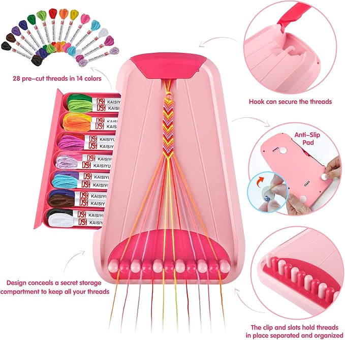 Arts and Crafts for Kids Ages 8-12,Friendship Bracelet Making Kit for Girl,Kids Jewelry Making Kit with 28 Pre-Cut Threads,Christmas Birthday Gifts for Ages 6 7 8 9 10 11 12 Year Old Red