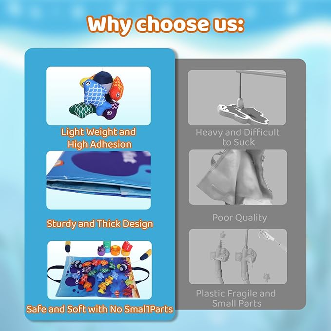 Montessori Toys for 1 Year Old, 27 Pcs Cloth Fishing Game for Toddlers Sorting Toy, Baby Toys for 1 Year Old Boy with Stacking Cups, Fishing Toys for Toddlers 1-3 First Birthday Gifts for Boy Girl