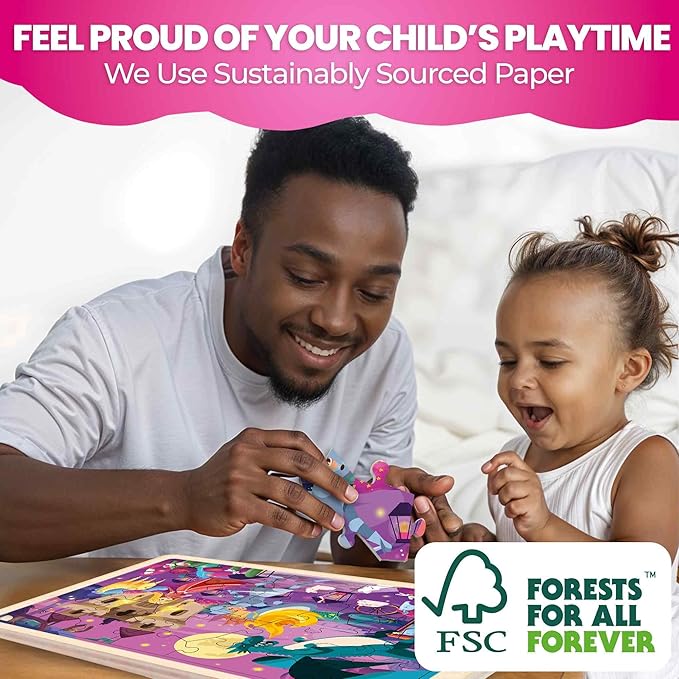 QUOKKA 4SET Puzzles for Kids Ages 4-6 - 24 Pcs Wooden Toddler Puzzles Ages 3-5 - Mermaids, Princesses, Unicorns Learning Games for Boys and Girls 4-8 Year Olds