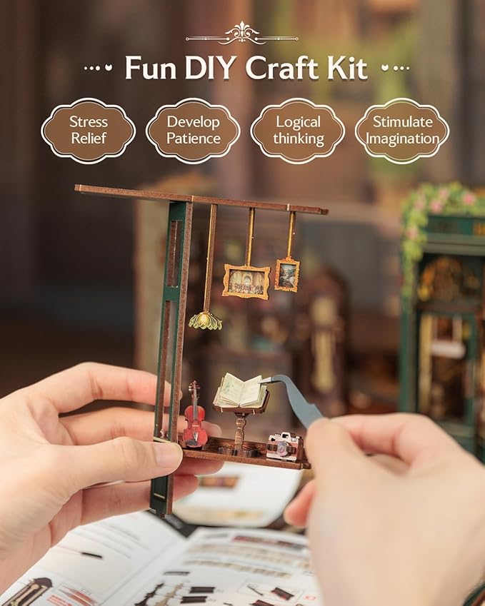 CUTEBEE Book Nook Kit, DIY Miniature House Kits for Adult and Teens, Dollhouse Mini Booknook House Bookshelf Decor, DIY Craft Gifts for Family and Friends（Owl Bookstore）