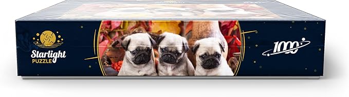 MyPuzzle Pug Puppies - Premium 1000 Piece Jigsaw Puzzle - Made in USA