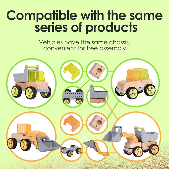 Wooden Construction Truck Mini Simulation Engineering Vehicles for Boys and Girls Toy Car (Tip Lorry) for Age 3 +