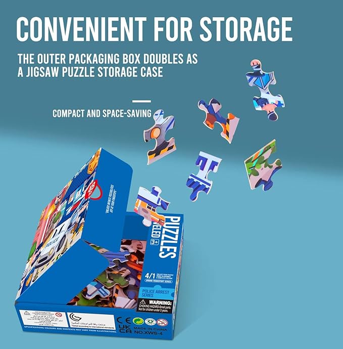 Puzzles for Kids Ages 3-8 Year Old，4 Pack 4 in 1 Progressive Jigsaw Puzzles (24/30/35/48 Pieces) for Toddlers & Children，Educational Floor Puzzles for Gifts