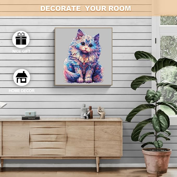 Wooden Puzzles for Adults - Ragdoll Cat Puzzle Wood Puzzles Adult - Wooden Jigsaw Puzzles Unique Animal Shape Relax Puzzles (M - 8.6 * 11.4in)