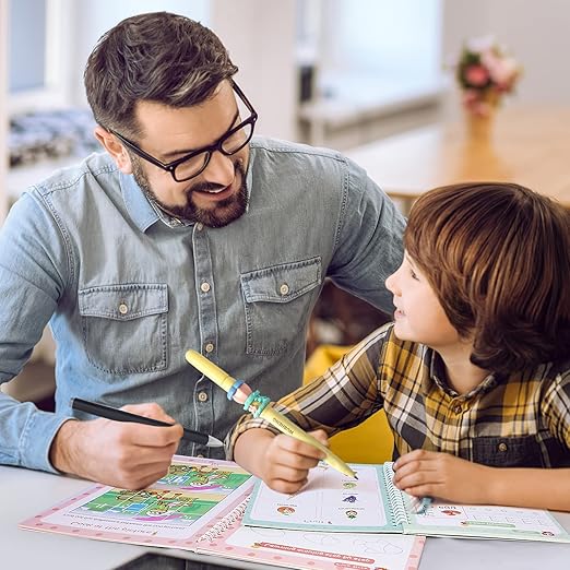 Magical Handwriting Workbooks Handwriting Practice Copybook, Handwriting Aid Magic Pen Reusable Copybook Grooves Template Design for Children Books Suitable for Children's Learning (6)