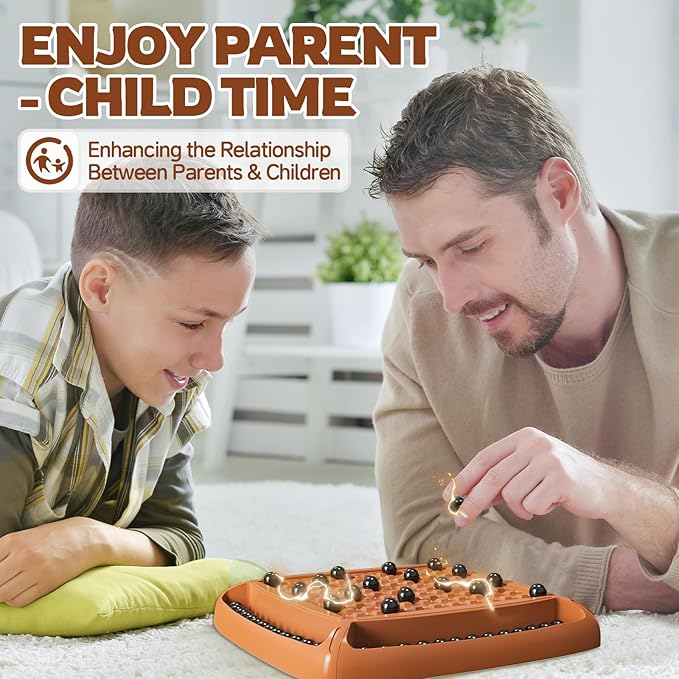 Magnetic Games Chess, Magnet Game Board Games for Kids and Adults, Magnet Chess Set Family Games Ideal for Family and Friend Game Night, 2-4 Players (Brown)