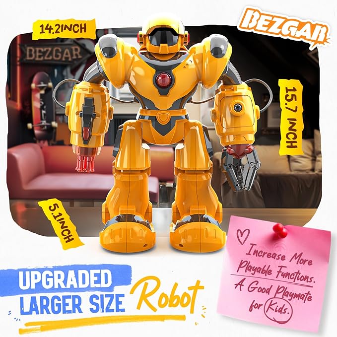 BEZGAR Robot Toys for Kids 3-12 Years Old - Big RC Robot Programmable Dancing with 22 Actions, Remote Control Emo Robots Supporting 78 Changing Expression Christmas Birthday Gift for Boys and Girls