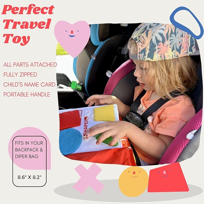 My Quiet Book - Toddler Travel Car Plane Airplane - No Parts to Get Lost - Activity Montessori Board Book, Travel Toys for Toddlers 1-3, Gifts for 1 2 3 4 Year Old Girl, Birthday Gifts Toys Age 2-4