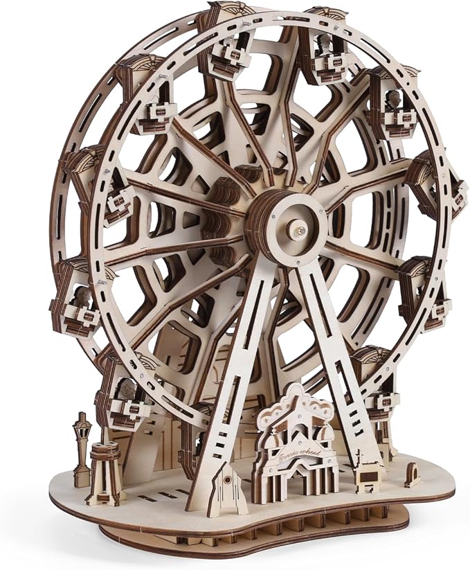 3D Wooden Puzzles for Adults, 242 PCS 3D Puzzles for Adults- Brain Teaser Wooden Puzzles for Father/Son, Gifts for Fathe/Son, Decompression 3D Puzzle Wood Models Kits (3.Ferris Wheel)