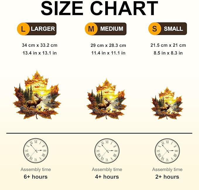WOODBESTS Wooden Puzzles for Adults-Elk & Maple Leaves, 100 Pieces Wood Puzzle (S-8.5 * 8.3in), Premium Art Shape Wooden Animal Jigsaw Puzzles, for Men/Women & Family Game Night