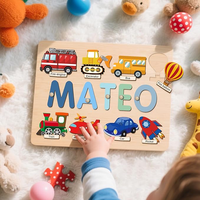 Personalized Name Puzzle for Kids, Customized Baby Gifts, 1st Birthday Gifts for Girls Boys, Toddler Learning Toys 1-3 Animal Puzzle Montessor Toys for Kids