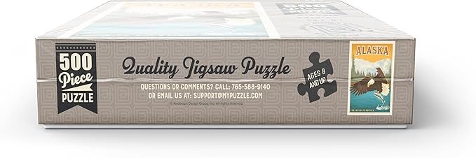 MyPuzzle Alaska: Eagle, Vintage Poster - Premium 500 Piece Jigsaw Puzzle for Adults