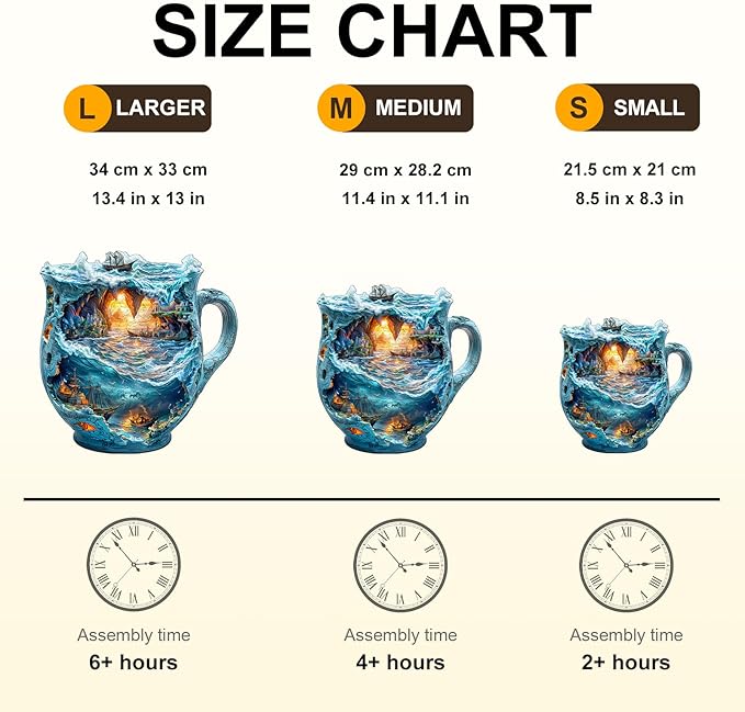 Wooden Puzzles for Adults, Wooden Jigsaw Puzzles for Adults Kids, Sea Navigation Mug Unique Shaped Wood Puzzles Adult, Creative Birthday Gifts for Friends Family Game(11.4 * 11.1in 180pcs)