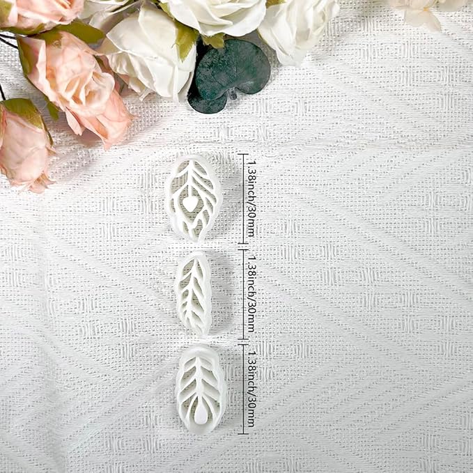 Polymer Clay Cutters Feather Leaf Set – 3PCS Boho Clay Earring Cutters for Polymer Clay Jewelry, Hollow Leaf Clay Cutters Shapes and Tools for DIY Earrings and Crafts