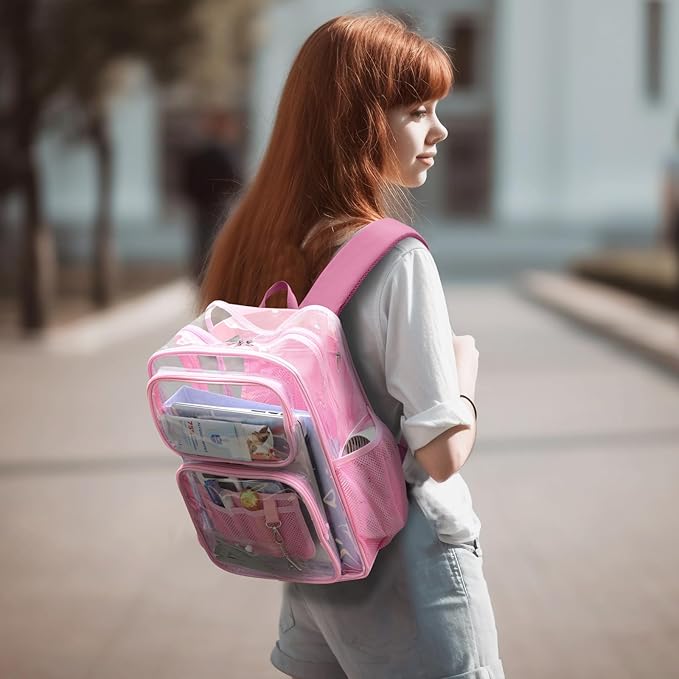 PACKISM Clear Backpack for School - 17 inch Large Heavy Duty Clear Bookbag, See Through PVC Backpacks (for age 12 above)