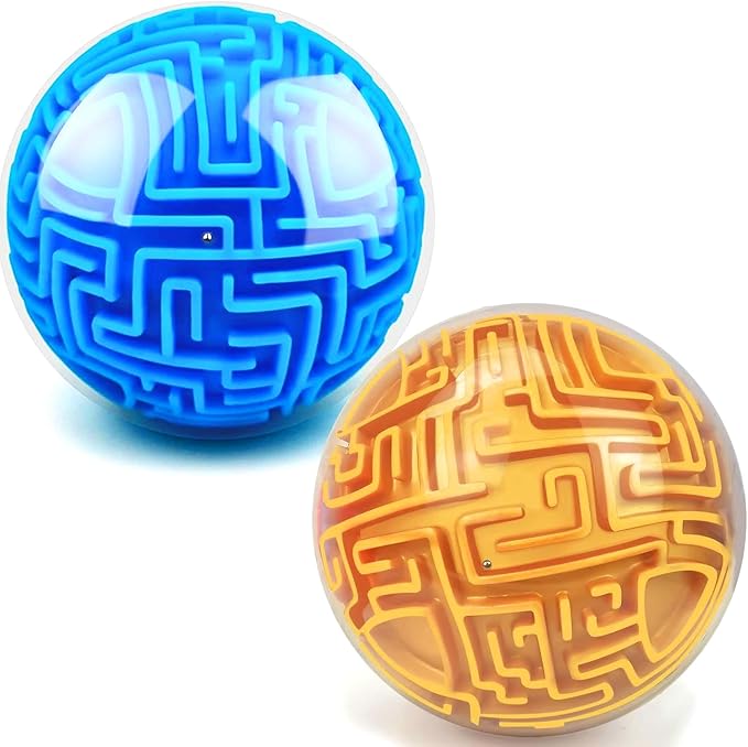 2 Pack 3D Puzzle Maze Ball Magic Brain Teasers Games Memory Sequential Puzzle Cube Balls Educational Toys for Kids Teen & Adults Birthday Christmas Stocking Stuffers Gifts, Hard Challenges