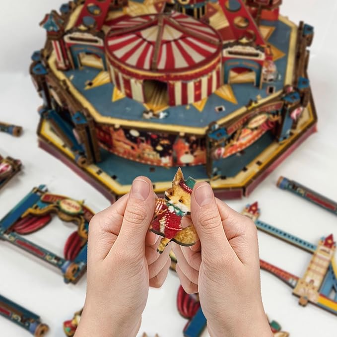 DIY 3D Wooden Puzzle Ferris Wheel Music Box Kit with LED,Rotating Mechanical Model Building Kit,Birthday for Family Friends - Century Ferris Wheel(SQ-69)
