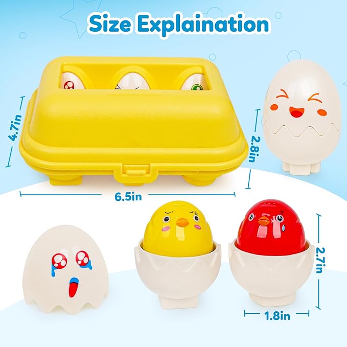 Egg Toys for Toddler 1-3,Montessori Geometric Eggs Preschool Educational Learning Color Sorting & Eggs Puzzles Matching Games Fine Motor Toys for Boys Girls