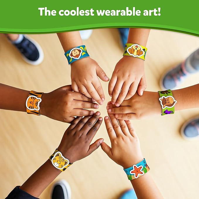 Skillmatics Craft Activity - Snap Bandz, Animals, DIY Jewelry Art & Craft Activity, Mess-Free, Creative Kit, 8 Bands (8.6"), Gifts for Boys & Girls Ages 4, 5, 6, 7, 8, 9, 10