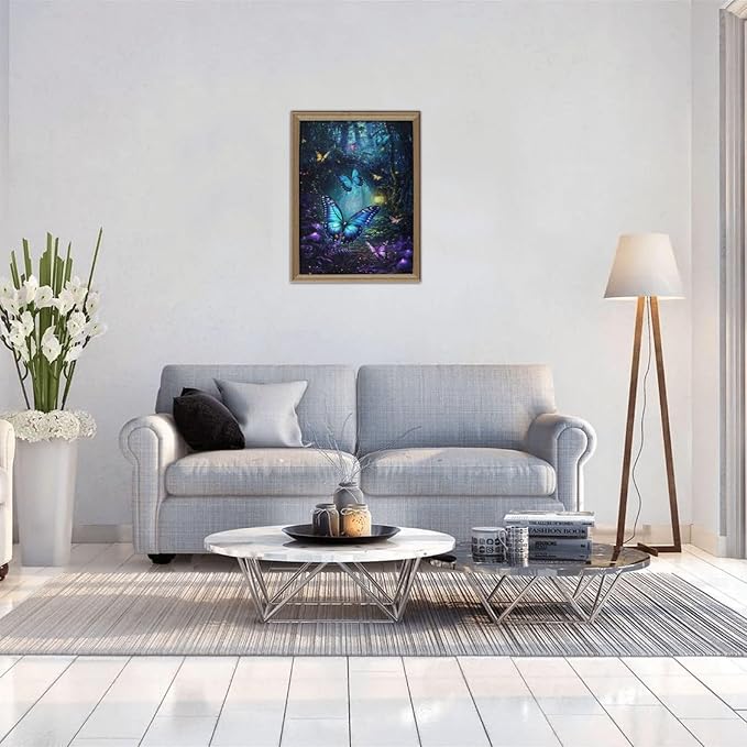 Butterfly Puzzles for Adults 500 Pieces,Magical Forest Puzzles 500 Pieces, Fantasy Puzzle,Glow Art Jigsaw Puzzles Butterflies,Fantasy Colorful Butterfly Insect Puzzle As Family Game for Adults