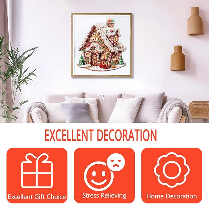 Christmas Wooden Puzzles for Adults, Gingerbread House Wooden Jigsaw Puzzle, Unique Shape Wood Puzzles Adult, Presents for Family and Friends, Wall Art Home Decor (S-8.5 * 7.9in- 100 Pieces)