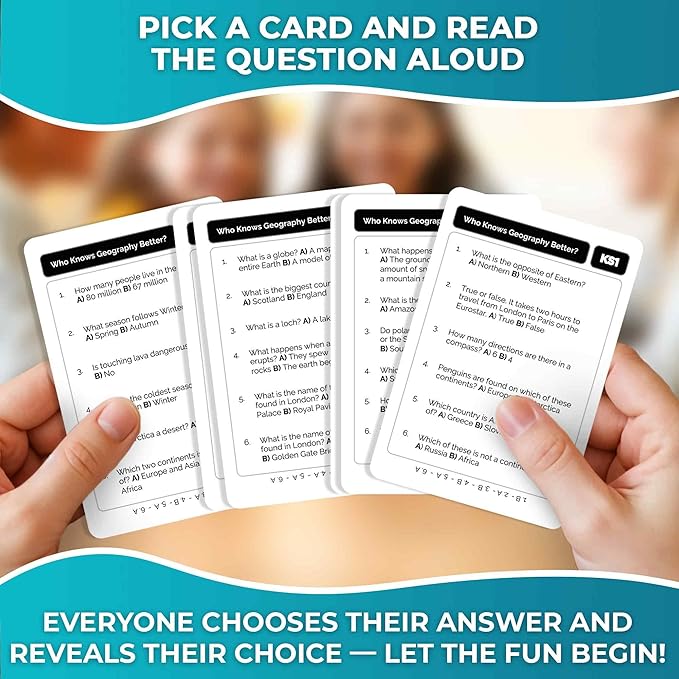 QUOKKA Who Knows Better? - Geography - Family Card Trivia Game | Fun Learning & Educational Questions for Families | Suitable for Boys & Girls